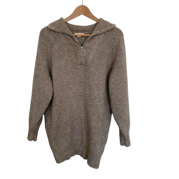 H&M oversized Women's Tan 1/4 zip up Sweater size XS - Picture 1 of 6